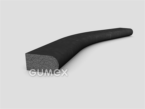 Mikroporézní profil tvaru "D", 12x24/R6mm, hustota 500kg/m3, EPDM, -30°C/+80°C, černý
